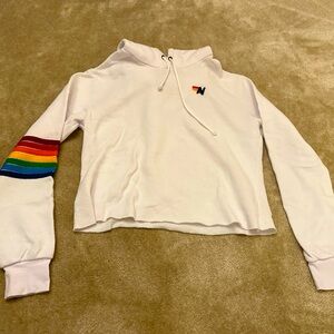 Aviator Nation cropped white hoodie